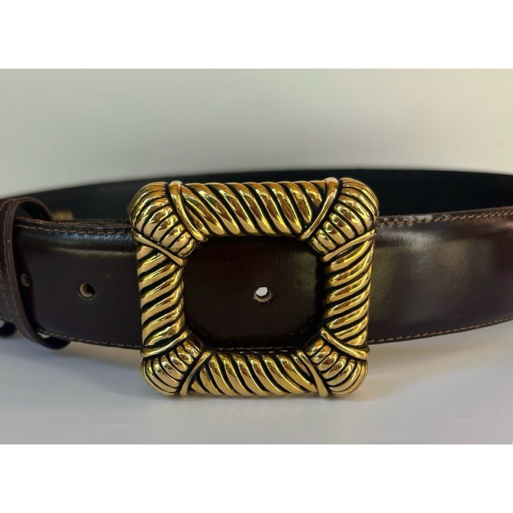 Vintage 70’s Vicenza Calfskin Modernist Belt in Chocolate Size 30